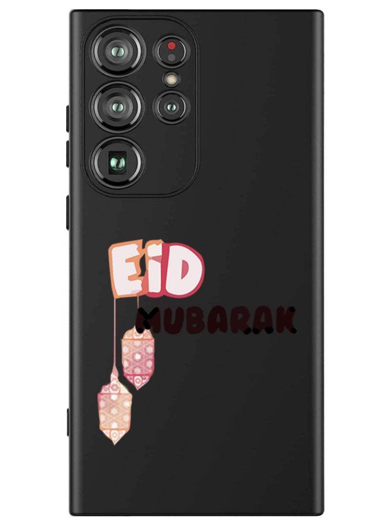 Theodor Protective Slim Fit Case Liquid Silicone Cover with Full Body Protection Anti-Scratch Shockproof Case For Samsung Galaxy S24 Ultra (Black) - Eid Mubarak Black - Image 1