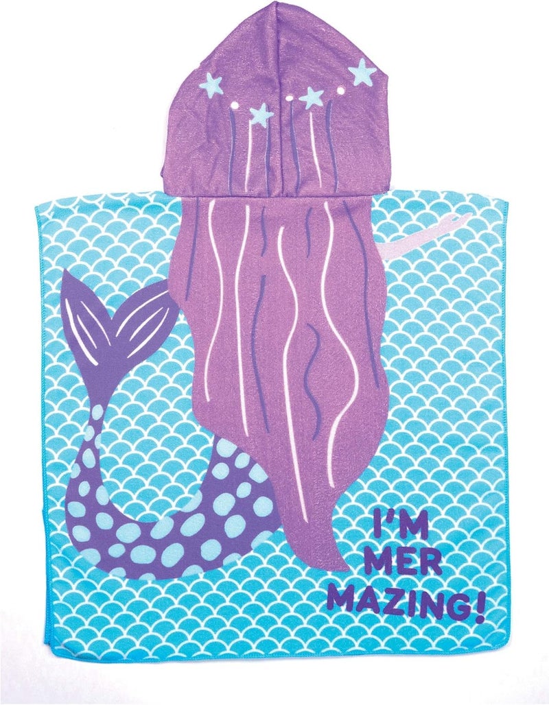 THE LITTLE LOOKERS Hooded Poncho Towel for Kids | Hooded Bath Towel for Girls | Kids Bathrobe | Hooded Towel for Toddlers (Blue-Mermaid, 3 Years-8 Years) - Image 4