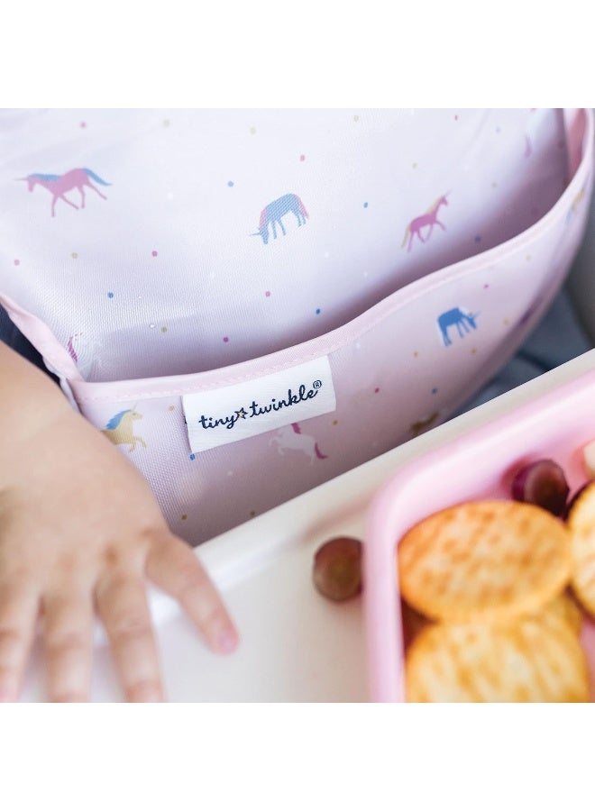 Tiny Twinkle Mess Proof Baby Bibs for Eating - Waterproof, Wipeable Bibs - Toddler Bibs - Travel Friendly - PFAS, PVC, BPA, Phthalate Free - Baby Food Bibs(3 Pack,Unicorn) - Image 4