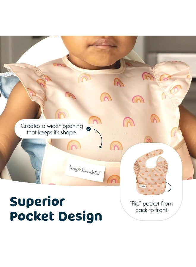 Tiny Twinkle Mess Proof Baby Bibs for Eating - Waterproof, Wipeable Bibs - Toddler Bibs - Travel Friendly - PFAS, PVC, BPA, Phthalate Free - Baby Food Bibs(3 Pack,Unicorn) - Image 5