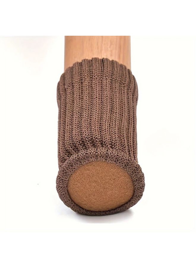 Gray 24pcs Knitted Polyester Chair Leg Socks Anti-Slip Floor Protectors High Elasticity Durable Caps - Image 2