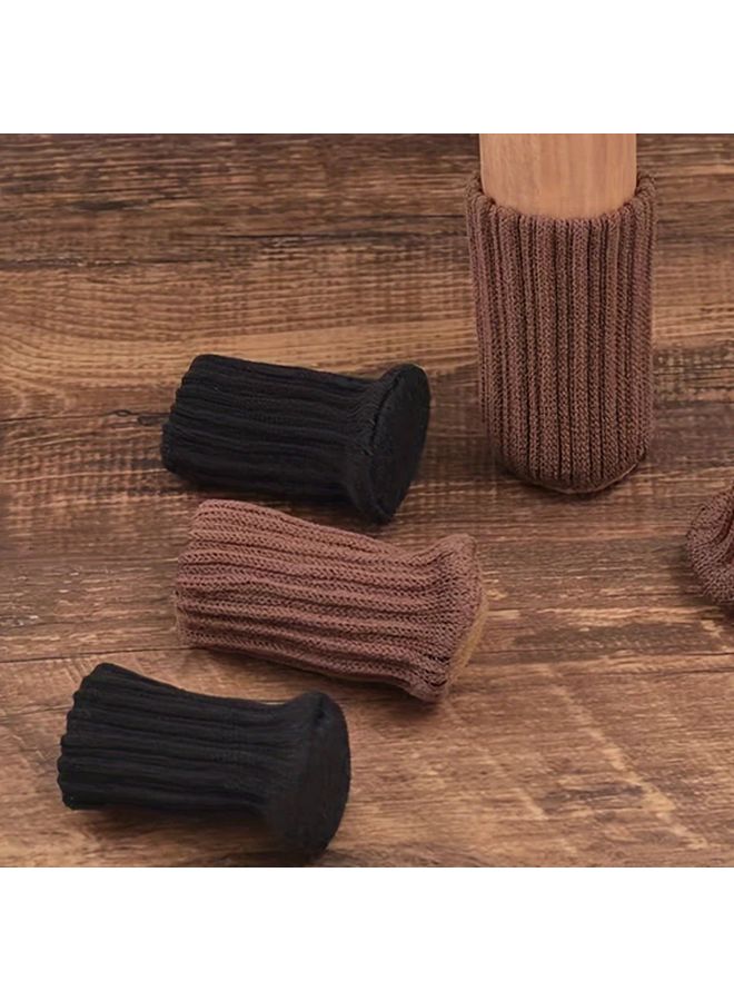 Gray 24pcs Knitted Polyester Chair Leg Socks Anti-Slip Floor Protectors High Elasticity Durable Caps - Image 5