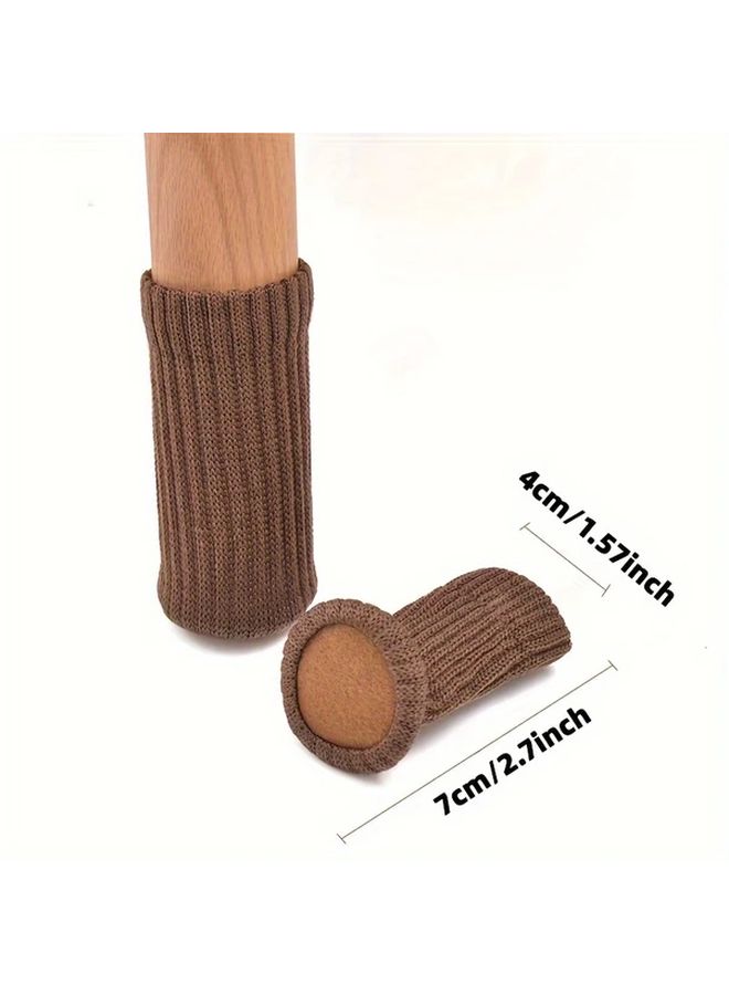 Gray 24pcs Knitted Polyester Chair Leg Socks Anti-Slip Floor Protectors High Elasticity Durable Caps - Image 4