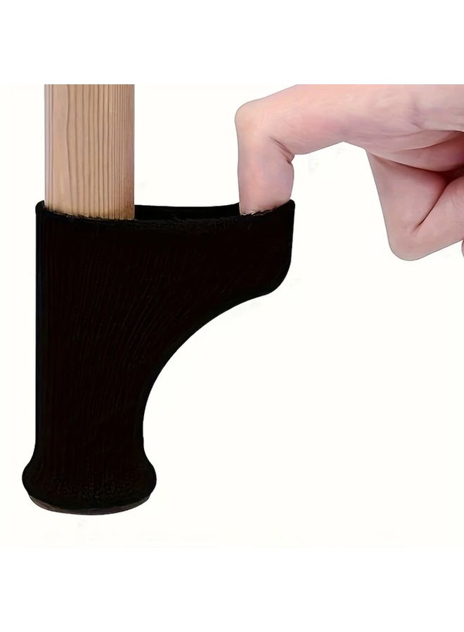 Gray 24pcs Knitted Polyester Chair Leg Socks Anti-Slip Floor Protectors High Elasticity Durable Caps - Image 3