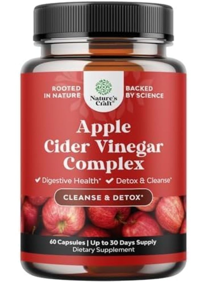 Potent Apple Cider Vinegar Capsules - ACV Pills Nutritional Supplements for Digestive Health with Natural Cleansing and Size Reducing Formula for Women and Men Designed to Help You Reach Your Goal