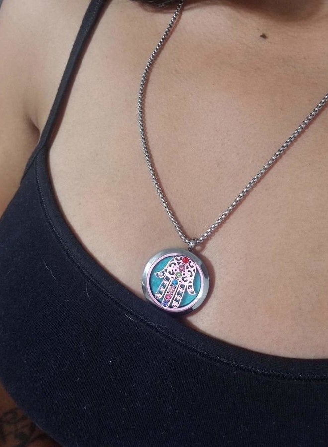 GFONDINGD Aromatherapy Essential Oil Diffuser Necklace Stainless Steel lnspirational Locket Pendant(7 Chakra) - Image 5