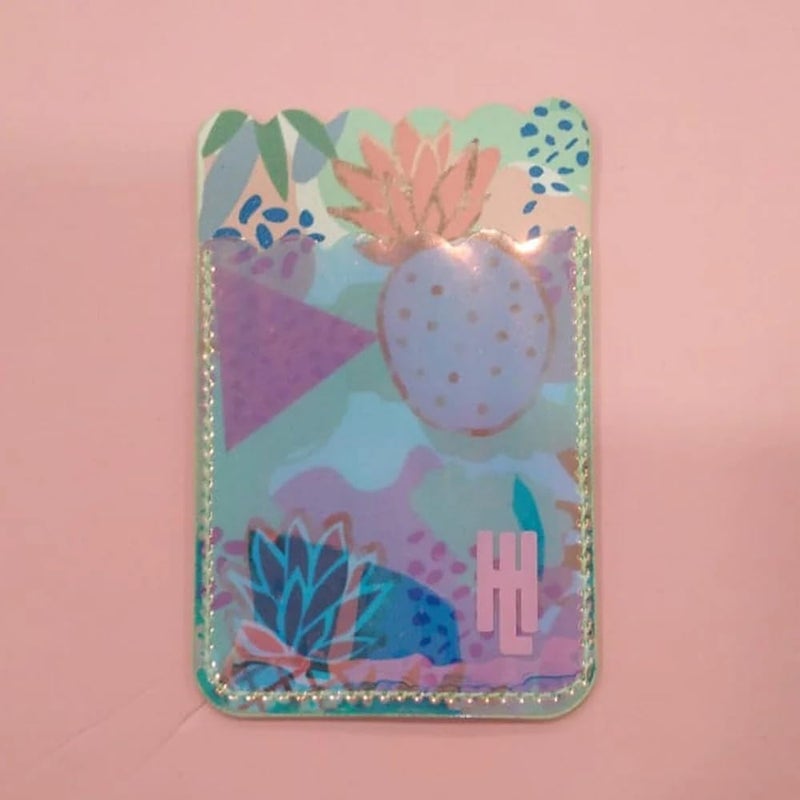 Hamster London Holo Phone Pocket | Stylish Adhesive Phone Pocket for Cards & Cash | Holographic Design (Floral) - Image 2