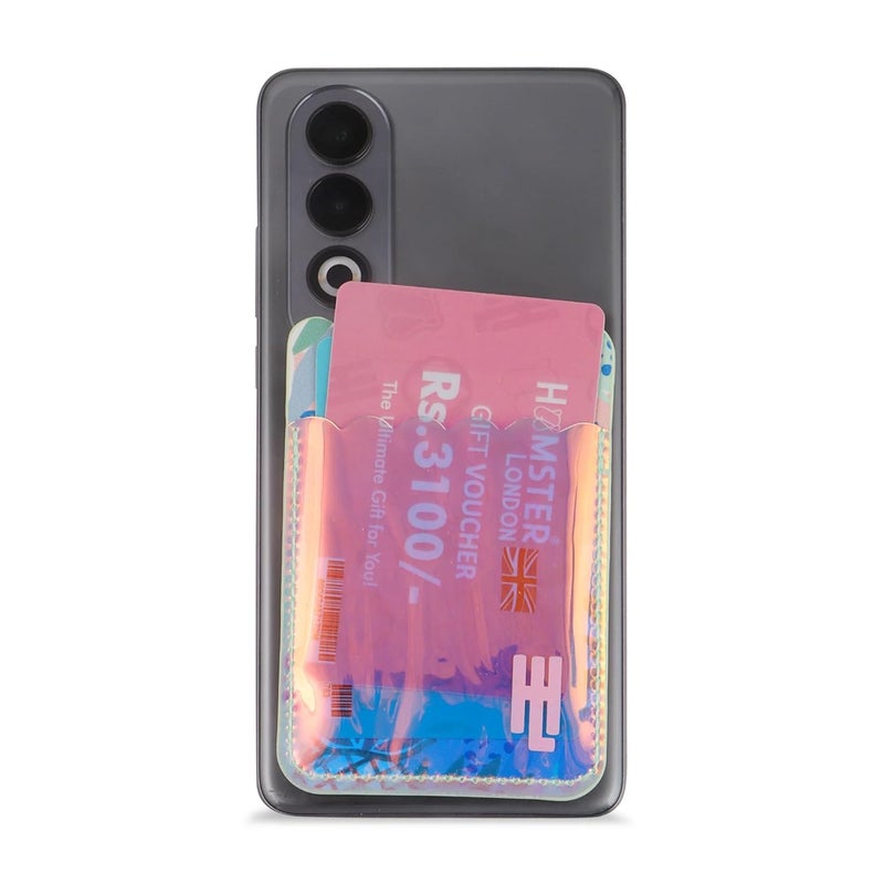 Hamster London Holo Phone Pocket | Stylish Adhesive Phone Pocket for Cards & Cash | Holographic Design (Floral) - Image 3