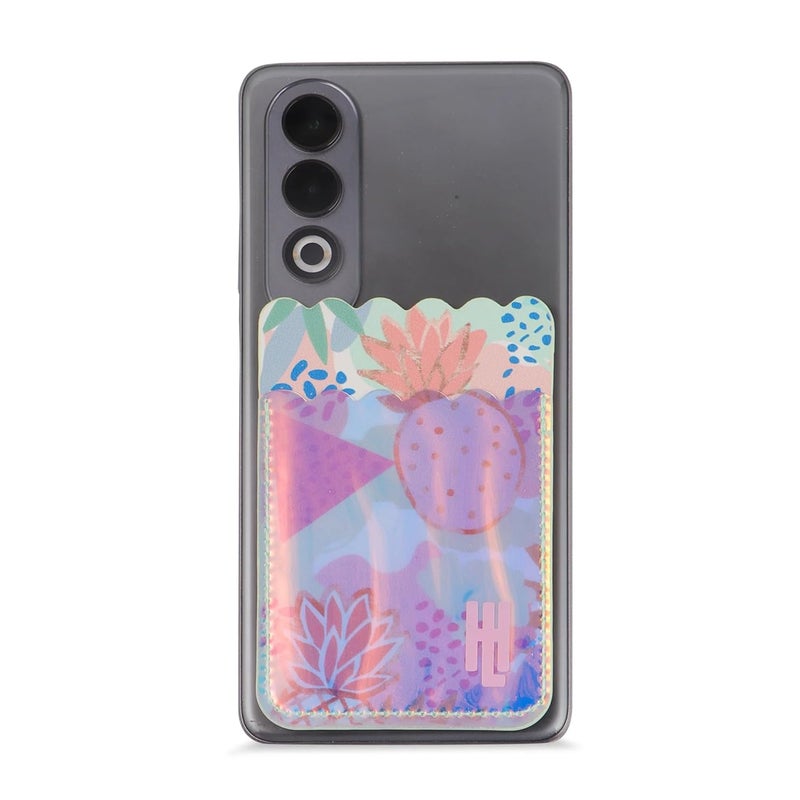 Hamster London Holo Phone Pocket | Stylish Adhesive Phone Pocket for Cards & Cash | Holographic Design (Floral) - Image 1