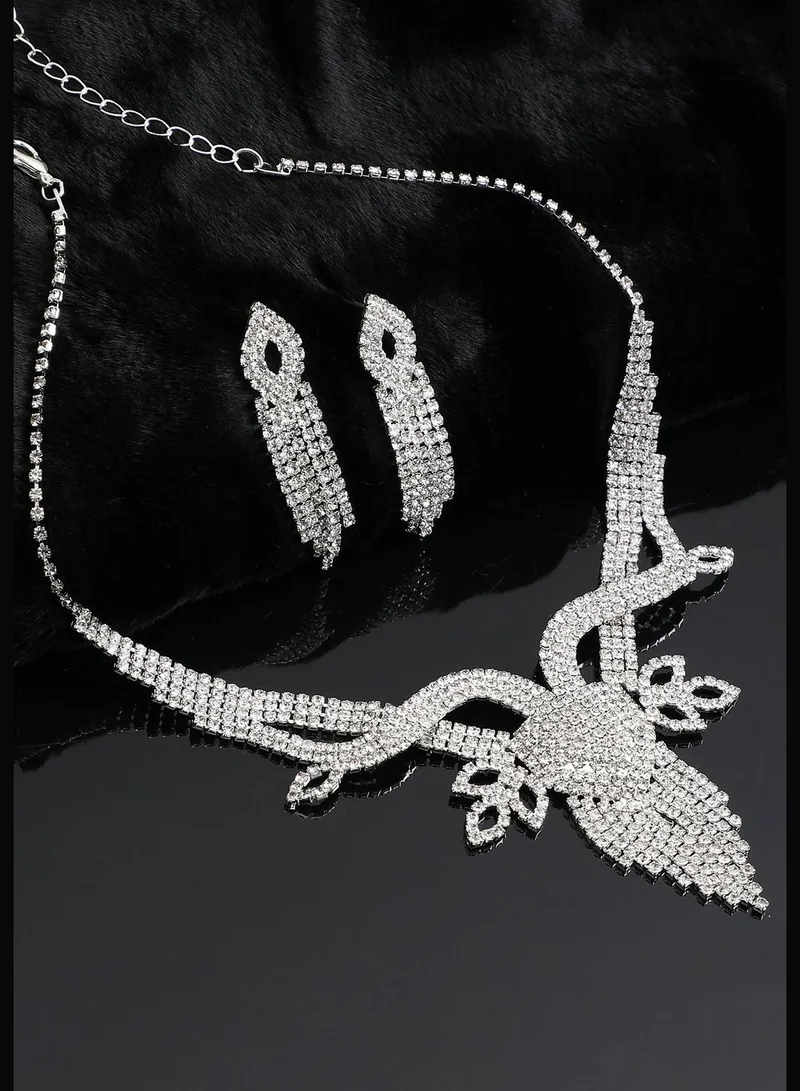 SOHI Gold Plated Party Designer Stone Necklace and Earring Set For Women