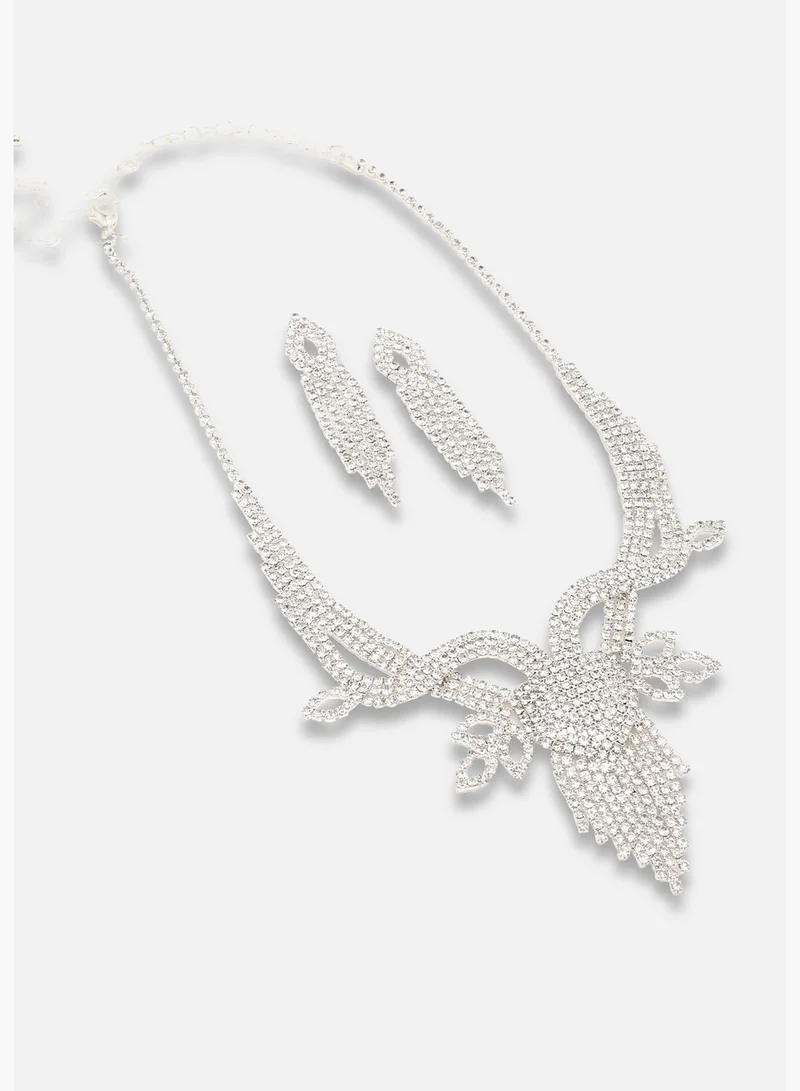SOHI Gold Plated Party Designer Stone Necklace and Earring Set For Women