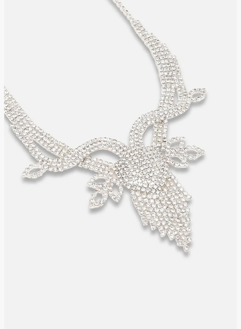 SOHI Gold Plated Party Designer Stone Necklace and Earring Set For Women