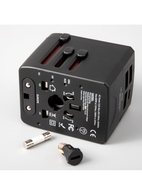 محول سفر عالمي من النوع C، قابس طاقة سفر عالمي مزود بثلاثة منافذ USB، محول قابس سفر الكل في واحد للاتحاد الأوروبي/الولايات المتحدة/المملكة المتحدة/أستراليا، متوافق مع أجهزة iPhone/Samsung