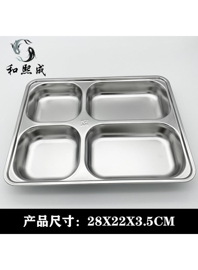 304 Stainless Steel Dinner Plate Square Thickeneded And Deepened With Lid Kidsren's Student Lunch Box Tableware Divided Lunch Box Dinner Plate