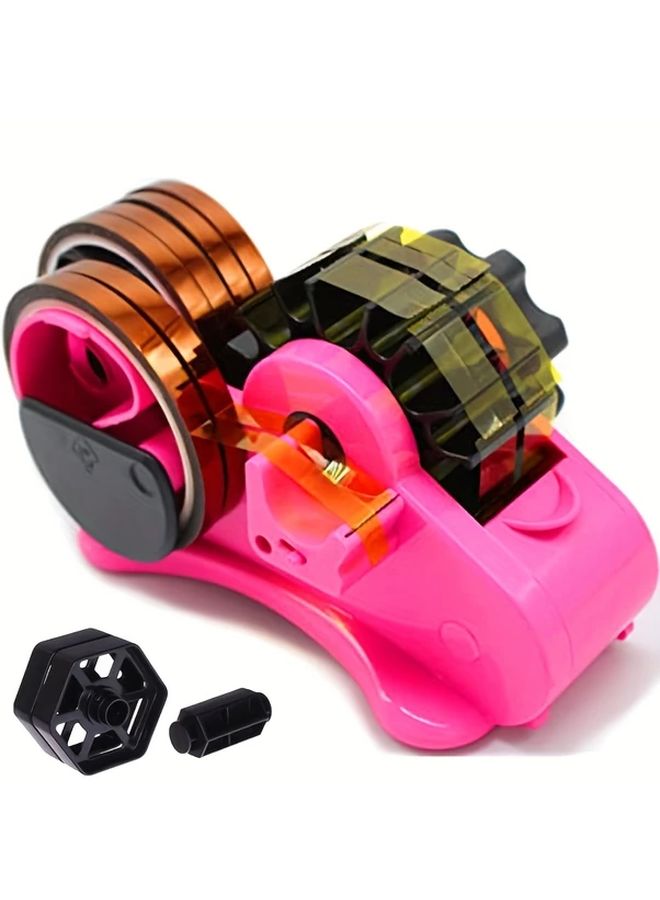 Pink Heat Transfer Tape Dispenser Dual Roll Core Semi Automatic With Separator Slot - Image 1