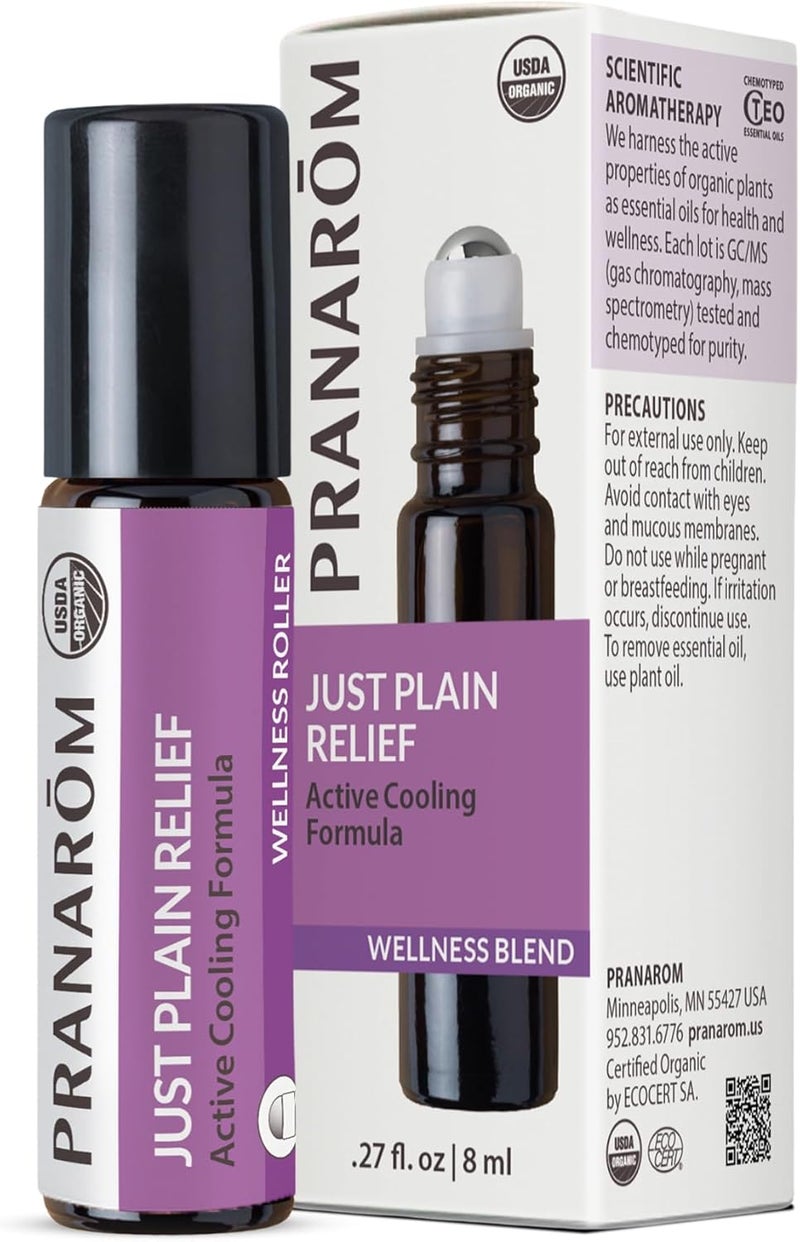 Pranarom - Just Plain Relief Essential Oils, Relaxing Aromatherapy Oils, Organic Essential Oil Blend, Essential Oils with Lavender, Peppermint & Helichrysum, 8mL