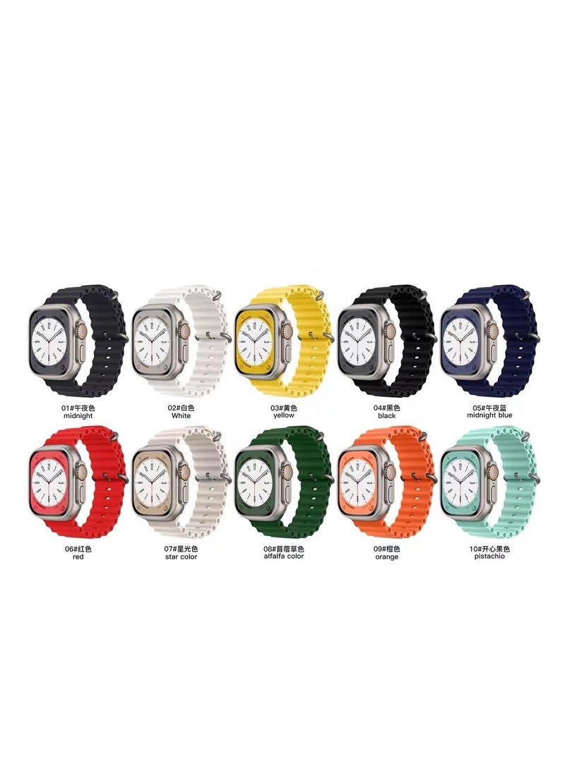 Generic - 10 Pack Silicone Ocean Band for Apple Watch Ultra Ultra2/ 9 8 7 6 5 4 3 2 1 SE,Soft Silicone Waterproof Strap Wristbands Compatible with iWatch Apple Watch Series Ultra 49mm 45mm 44mm 42mm Women Men… - Image 1