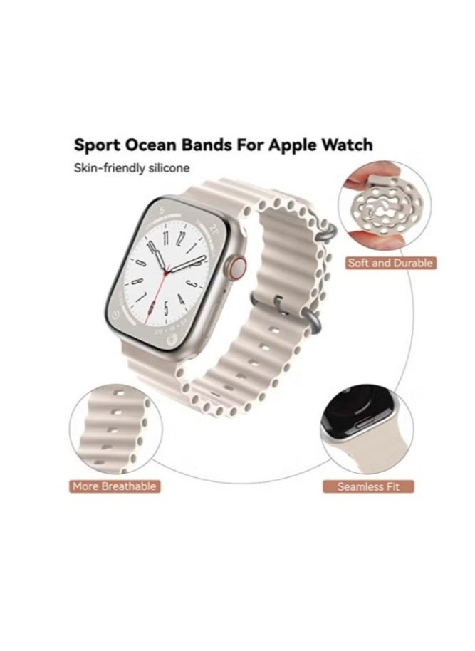 Generic - 10 Pack Silicone Ocean Band for Apple Watch Ultra Ultra2/ 9 8 7 6 5 4 3 2 1 SE,Soft Silicone Waterproof Strap Wristbands Compatible with iWatch Apple Watch Series Ultra 49mm 45mm 44mm 42mm Women Men… - Image 1