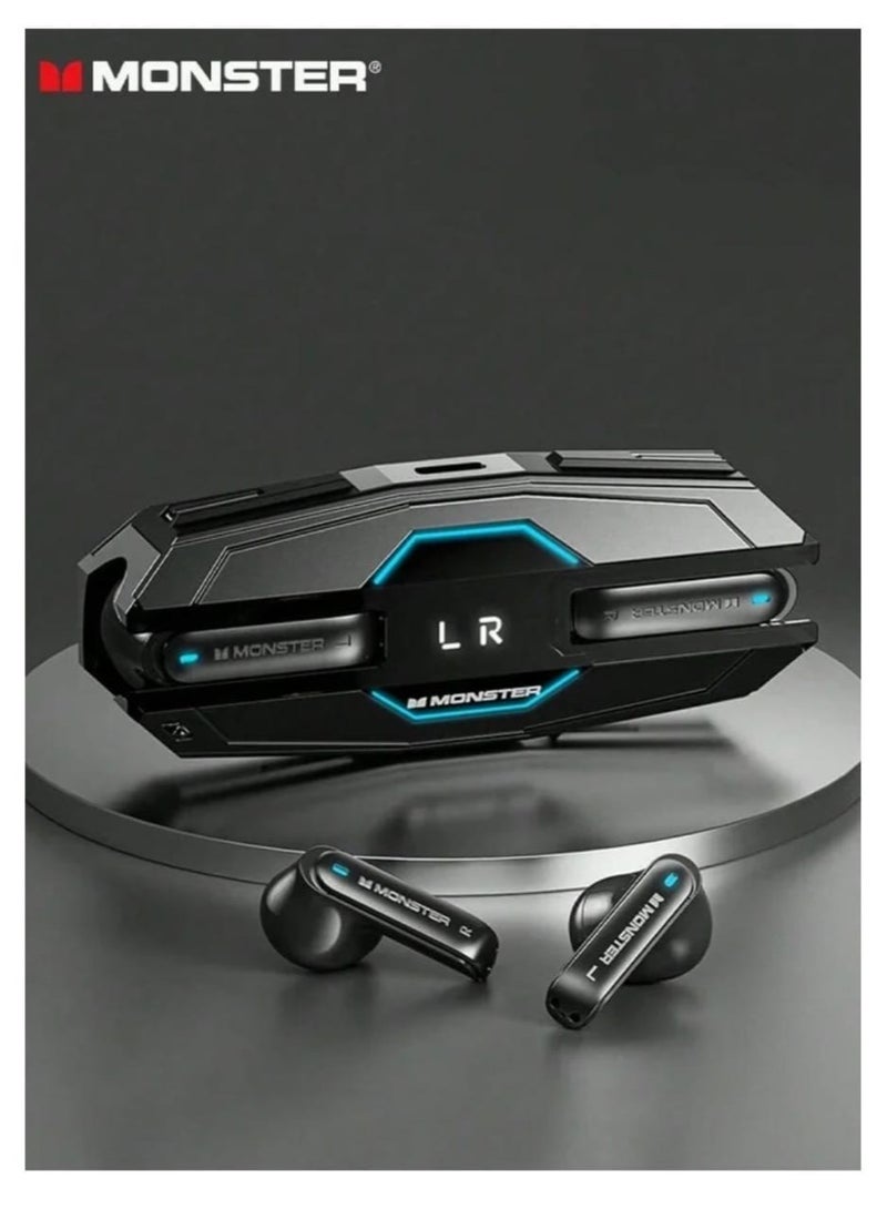 Monster XKT08 Pro Wireless Bluetooth Earbuds Gaming Headphones Deep Bass Low Latency Game Headset with Built-in Microphone Noise Canceling Black - Image 1