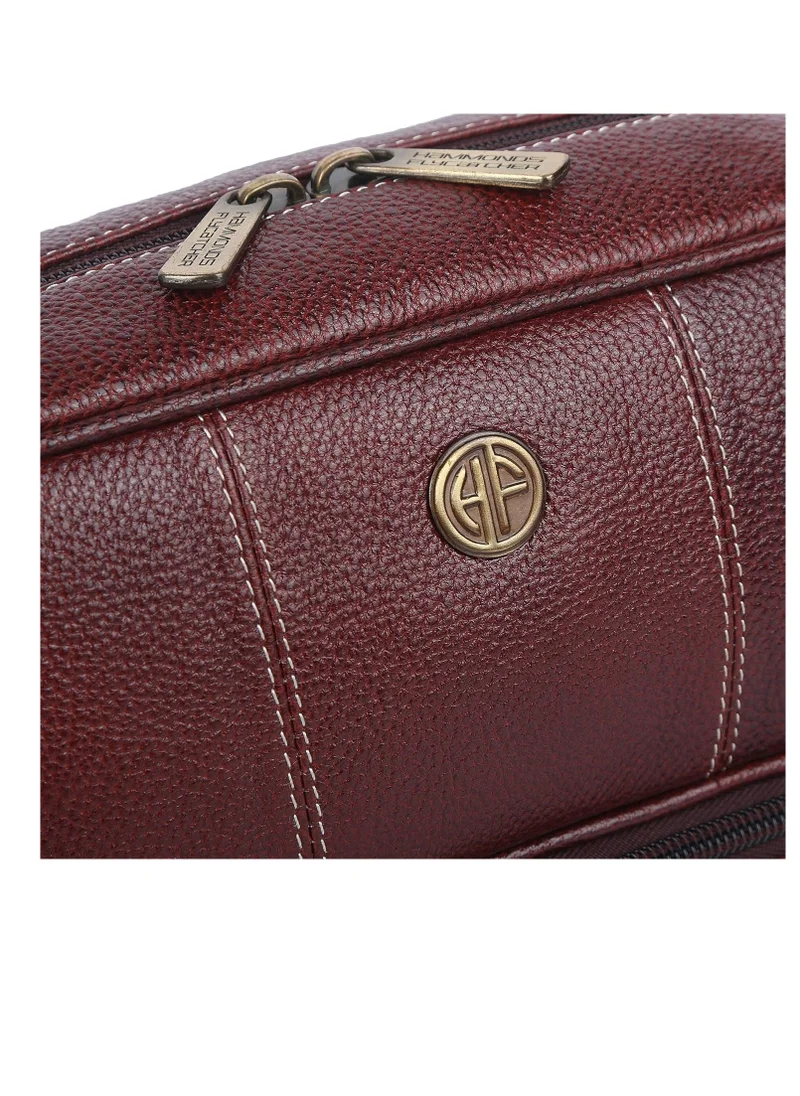 HAMMONDS FLYCATCHER Genuine Leather Toiletries Travel Kit Bag | Brown | RVRD