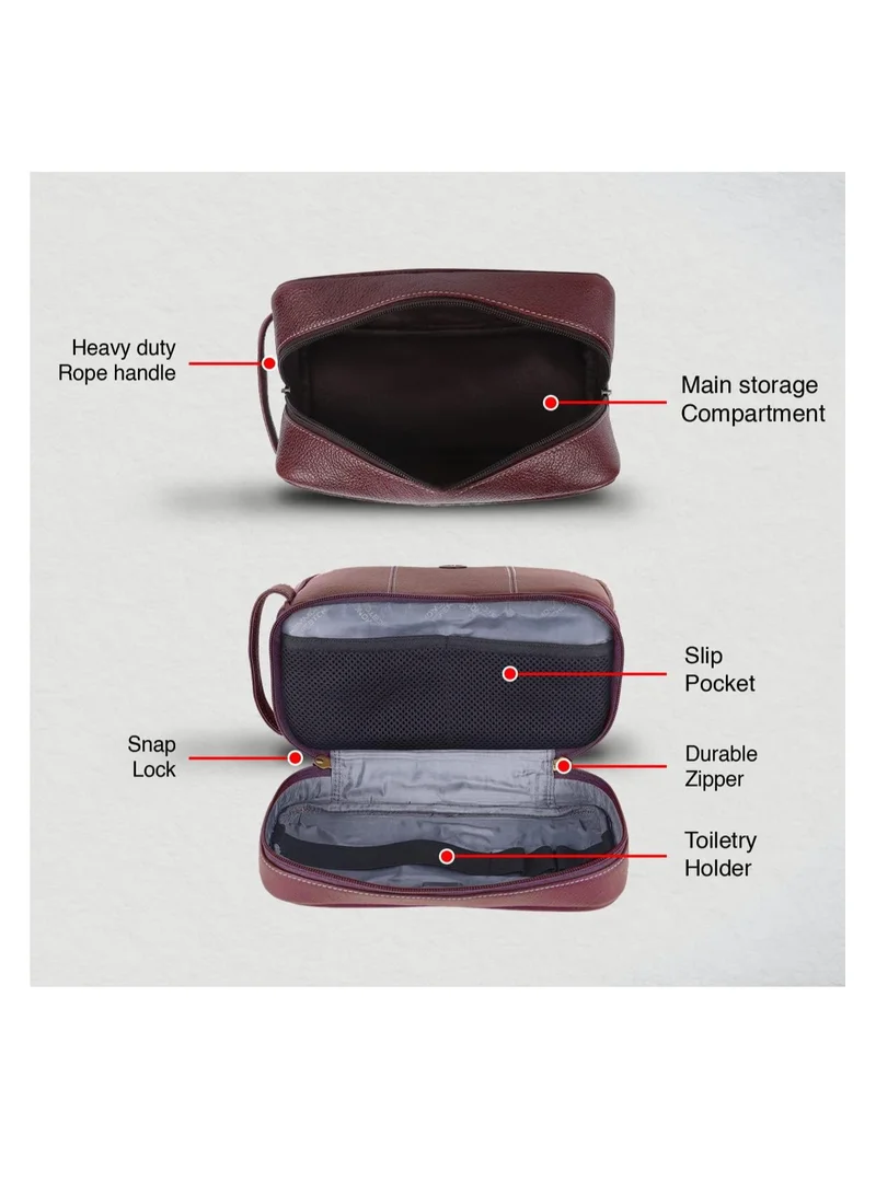 HAMMONDS FLYCATCHER  Genuine Leather Toiletries Travel Kit Bag | Brown | RVRD for Men | Best Price UAE