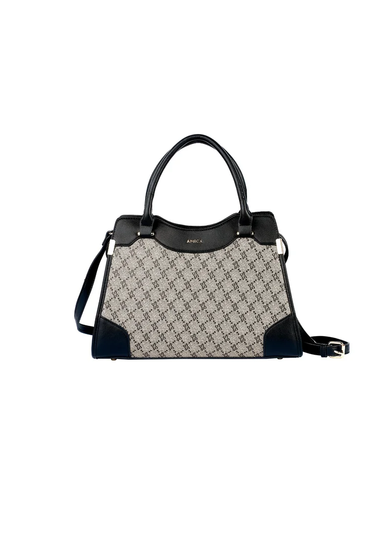 AMICA Fallon Signature Monogramed Women’s Leather Satchel Handbag