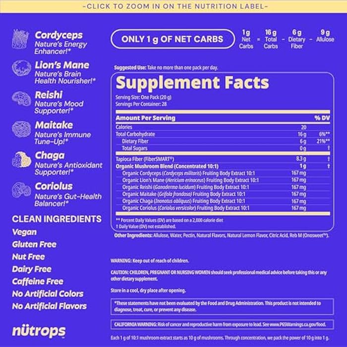 Grüns Nutrops Sugar-Free Lions Mane Mushroom Gummies for Adults, Functional Nootropics, Herbal Brain Supplement for Energy, Brain Health, Cognitive, Memory & Focus, Reishi, Chaga, Cordyceps - 28 Day Supply - Image 2