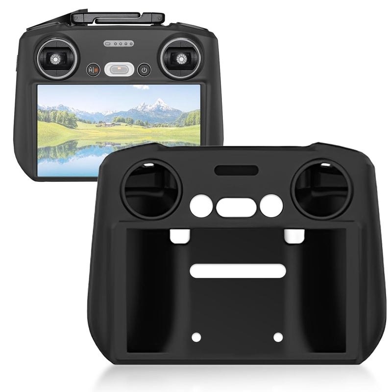 CoolShef غطاء حماية سيليكوني لجهاز DJI RC 2 – غلاف غير قابل للانزلاق لجهاز التحكم عن بعد DJI Air 3 و Mini 4 Pro، غلاف متين، ملحقات الطائرات بدون طيار (أسود) - Image 1