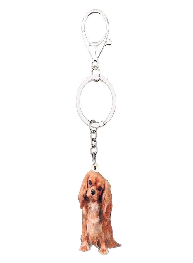 DUOWEI Brown Cavalier King Charles Spaniel Dog Keychain Cute Acrylic Puppy Keyring Purse Bag for Women Teen Girl (Brown) - Image 4