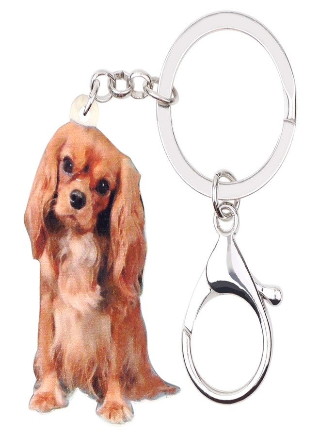 DUOWEI Brown Cavalier King Charles Spaniel Dog Keychain Cute Acrylic Puppy Keyring Purse Bag for Women Teen Girl (Brown) - Image 1