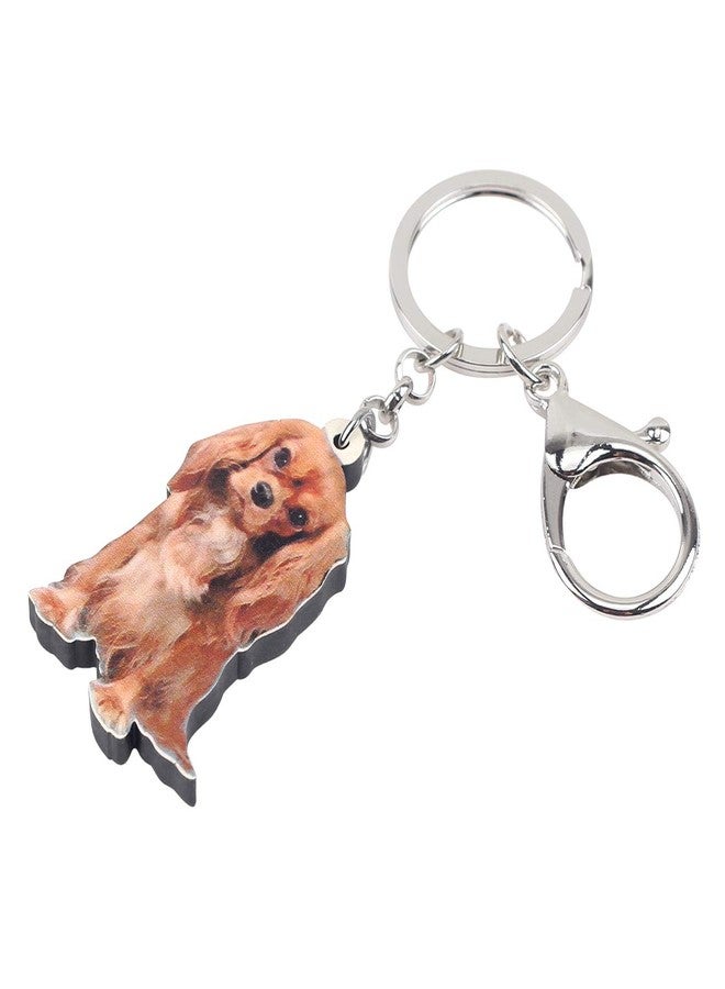 DUOWEI Brown Cavalier King Charles Spaniel Dog Keychain Cute Acrylic Puppy Keyring Purse Bag for Women Teen Girl (Brown) - Image 2