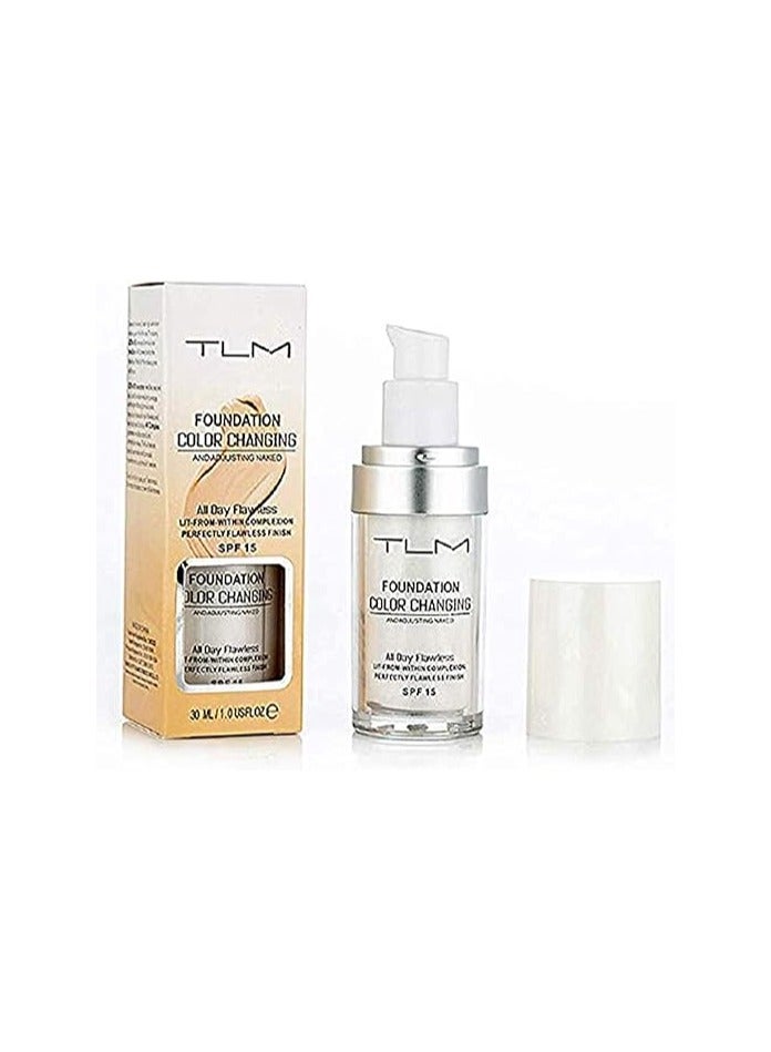 TailaiMei TLM Colour Changing Liquid Foundation Hides Wrinkles & Lines, BB Cream Makeup Base Concealer Cover Moisturizing Fluid for all Skin Tone SPF15, Pack of 3 - Image 3