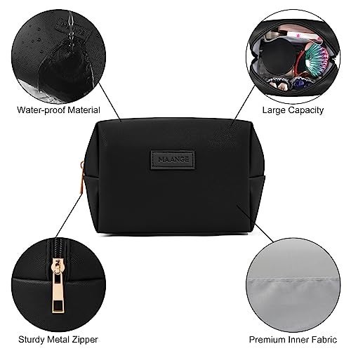 MAANGE Small Makeup Bag For Purse, Travel Cosmetic Bag Makeup Pouch PU Leather Portable Versatile Zipper Pouch For Women (Black) - Image 5