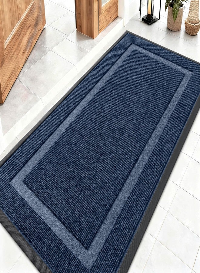 OLANLY Front Door Mat Indoor Outdoor Entrance, Waterproof All-Season, All-Weather Doormat, Sturdy Natural Rubber, Fade Resistant, Low Profile, Easy Clean Patio Porch Entryway Mat, 47x23, Blue - Image 1