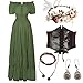 HSDOU 5 Pcs Renaissance Medieval Costume Dress Women Fairy Dress Peasant Cottagecore Dress 1700s Victorian Fantasy Fairy CostumeZ3768GNS - Image 3