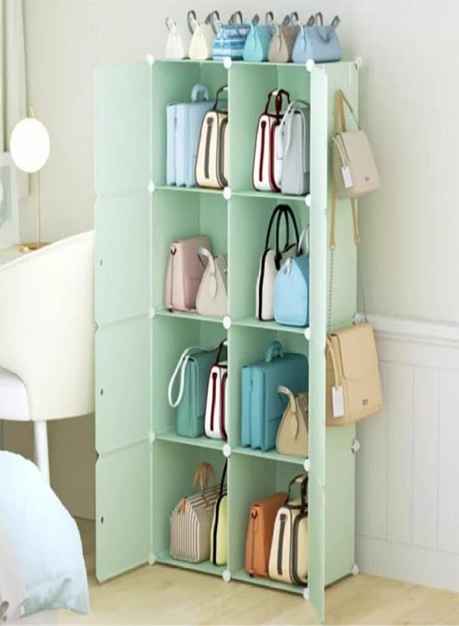 Mevigo MEVIGOPlastic Wardrobe for Clothes - 6+2 Door Baby Cupboard for Clothes Storage, Wardrobe for Kids, Plastic Almirah, Collapsible Wardrobe for Kids Livingroom & Home- Green-C5 - Image 4