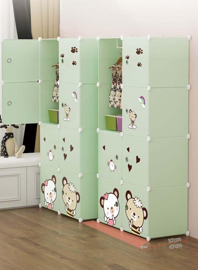 Mevigo MEVIGOPlastic Wardrobe for Clothes - 6+2 Door Baby Cupboard for Clothes Storage, Wardrobe for Kids, Plastic Almirah, Collapsible Wardrobe for Kids Livingroom & Home- Green-C5 - Image 3