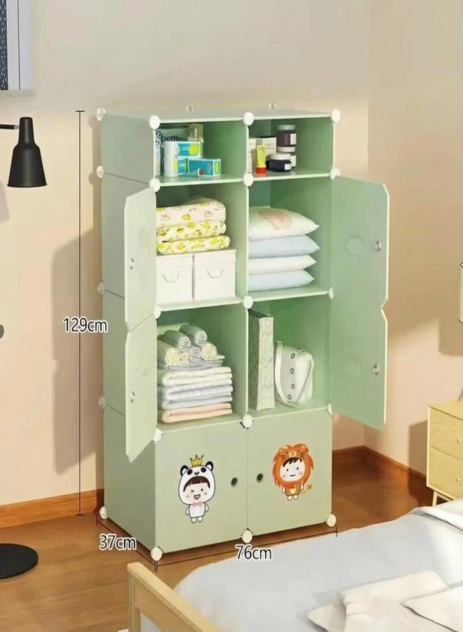 Mevigo MEVIGOPlastic Wardrobe for Clothes - 6+2 Door Baby Cupboard for Clothes Storage, Wardrobe for Kids, Plastic Almirah, Collapsible Wardrobe for Kids Livingroom & Home- Green-C5 - Image 2