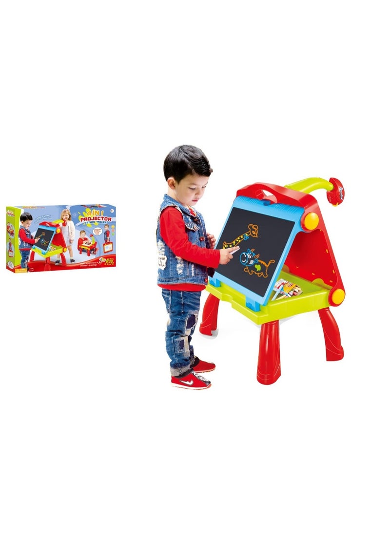 فاميلي طاولة تلوين وبروجيكتور وسبورة  4 في 1 احمر - Image 2