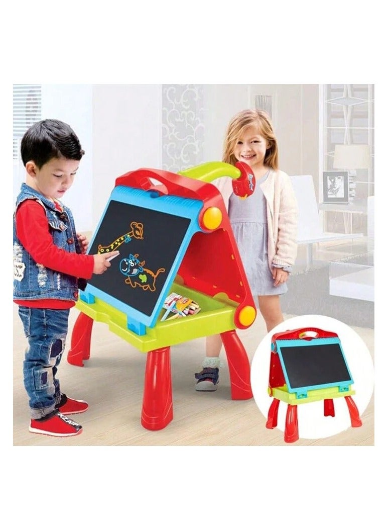 فاميلي طاولة تلوين وبروجيكتور وسبورة  4 في 1 احمر - Image 3