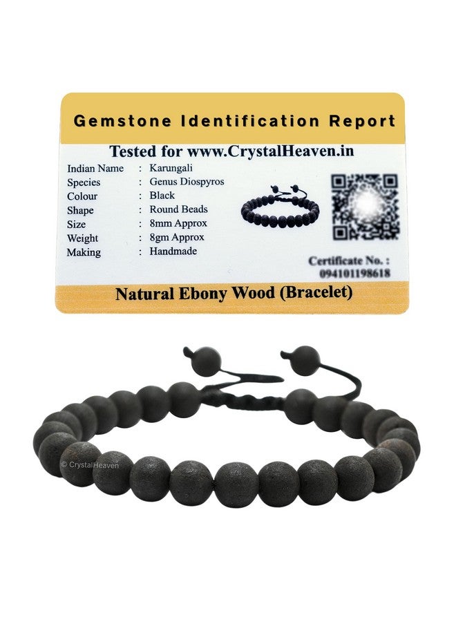 Crystal Heaven Certified Karungali Bracelet Original for Men Women - Black Ebony Wood Bracelet - Original and Natural Karukali Malai For Men Women Pooja Supplies (Adjustable) - Image 1