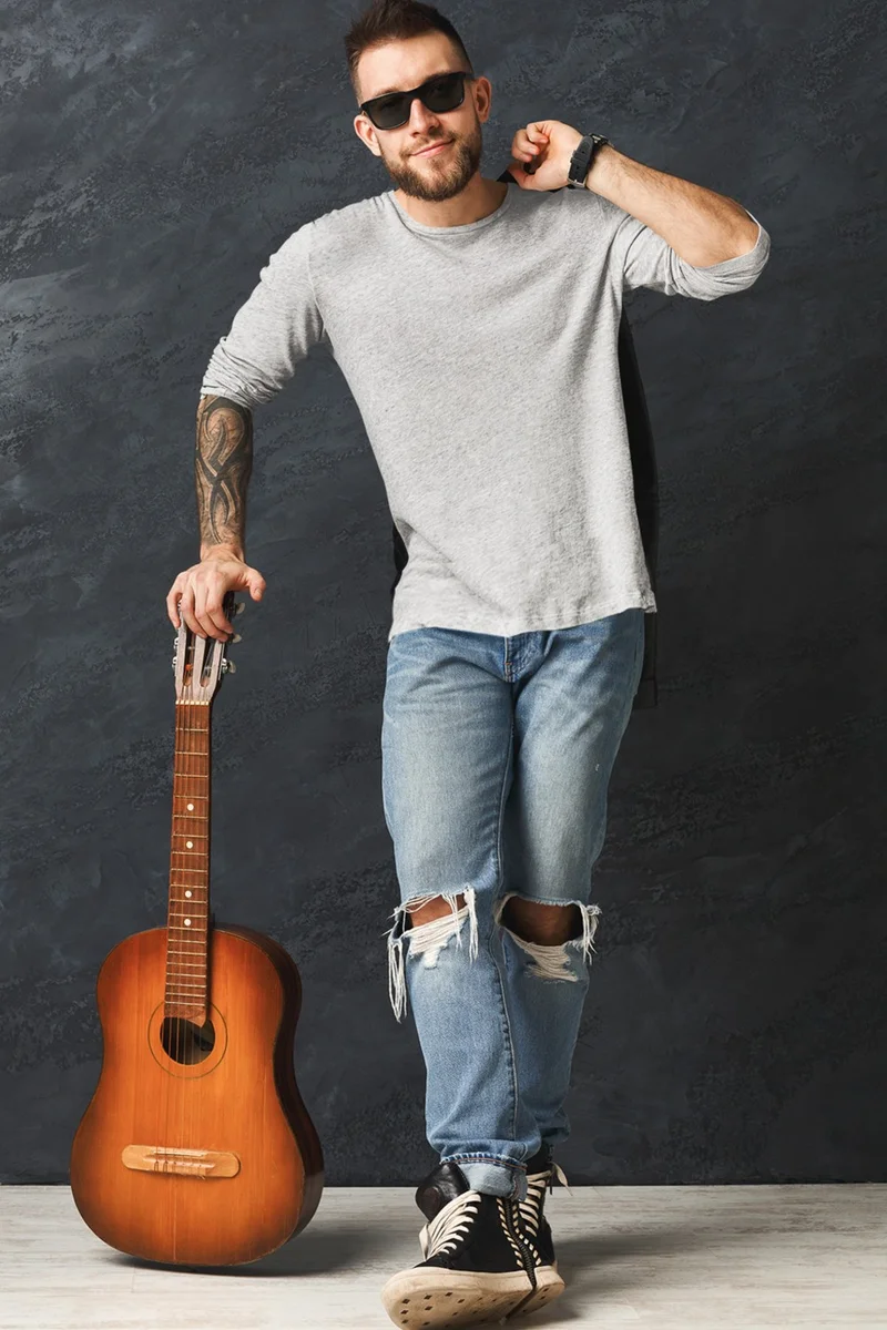 روك اند رول Plain Gray Long Sleeve Men's T-Shirt 3-Piece Eco Pack