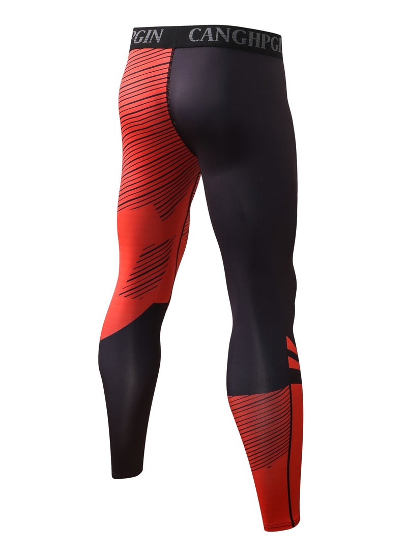 YEL PRO Men Quick Dry Breathable Elastic Trousers Black/Red - Image 2