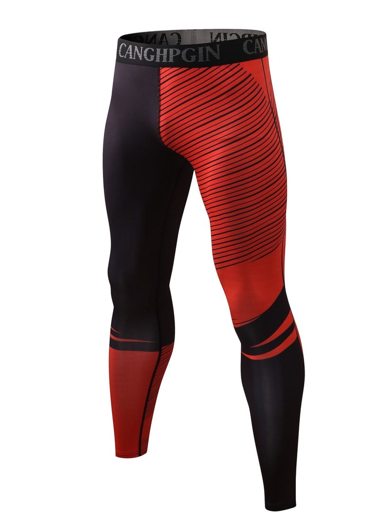 YEL PRO Men Quick Dry Breathable Elastic Trousers Black/Red - Image 1