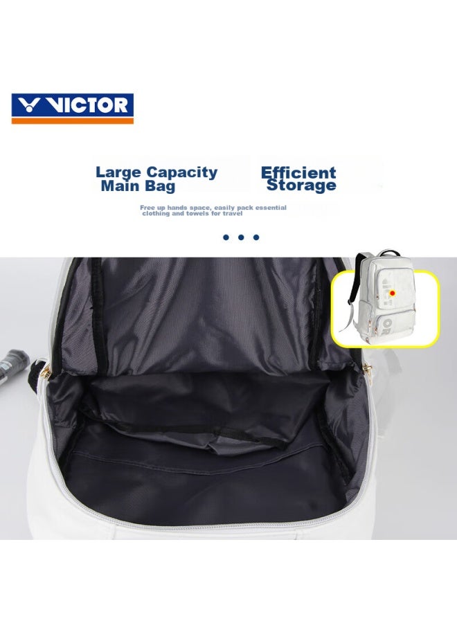 Victor حقيبة بادل فيكتور مع قسم منفصل للأحذية وقسم مضرب، حقيبة ظهر مستطيلة Br5013 A (بيضاء) - Image 5