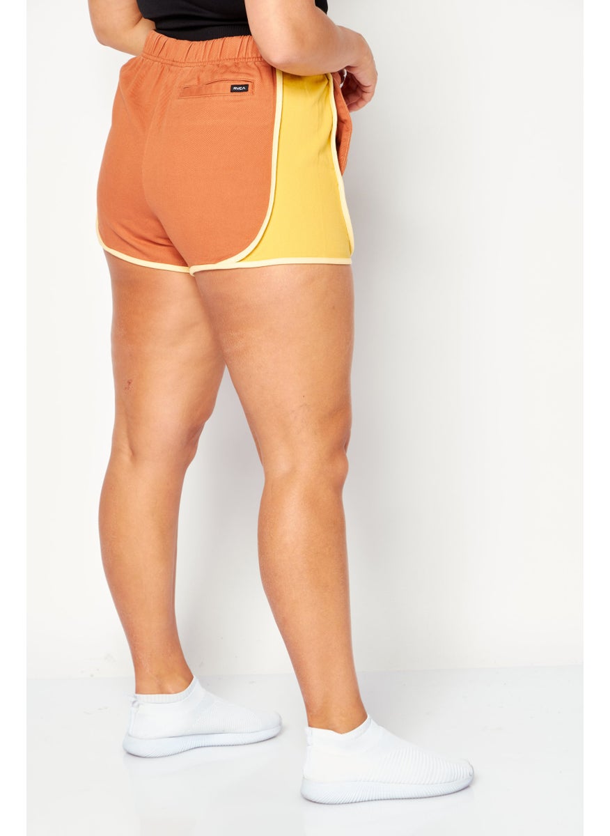 rvca Women Color Blocked Basic Shorts, Brown Combo  - Image 4