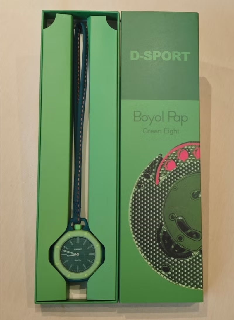 سبورت ساعة D-Sport الجيب، ساعة معلقة للجنسين مع حبل جلدي، إطار مثمن ووجه رسومي بتصميم Boyol Pap، قلادة لحقيبة الظهر – أفضل هدية عصرية. - Image 1