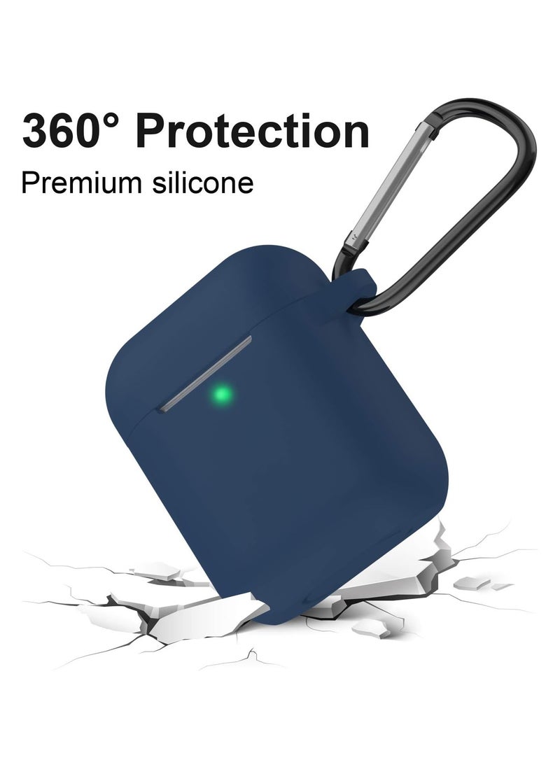 Generic - Soft Silicone Protective Cover with Cleaning kit for Apple AirPods 2nd Charging Case, Front LED Visible-Blue - Image 1