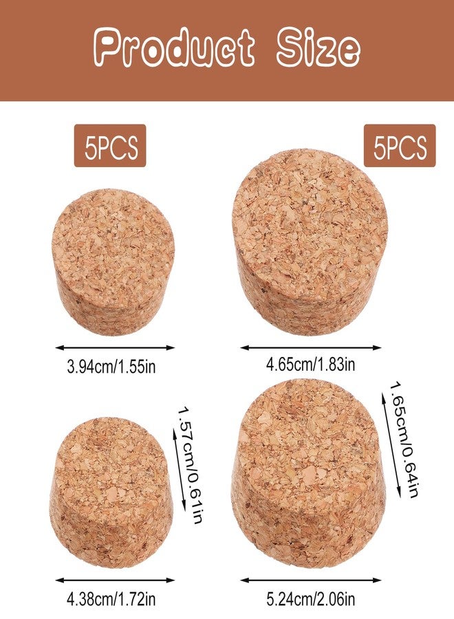 Styquenzer ١٠ قطع من سدادات الفلين الكبيرة، سدادات زجاجات الفلين، سدادات فلين خشبية مدببة، سدادات زجاجات البيرة، أغطية فلين من ١.٥ إلى ١.٩ بوصة لزجاجات النبيذ، أكواب البيرة، الأباريق، زجاجات الزينة الفخارية، والأعمال اليدوية. - Image 2