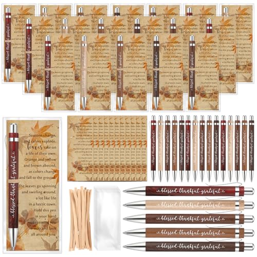 Epakh 15 Sets Thanksgiving Gifts Bulk Fall Pens with Greeting Cards, Fall Party Favors for Adults, Friendsgiving Party Favors, Thanksgiving Gifts for Guests Coworker Teacher Employee Office Supplies - Image 1